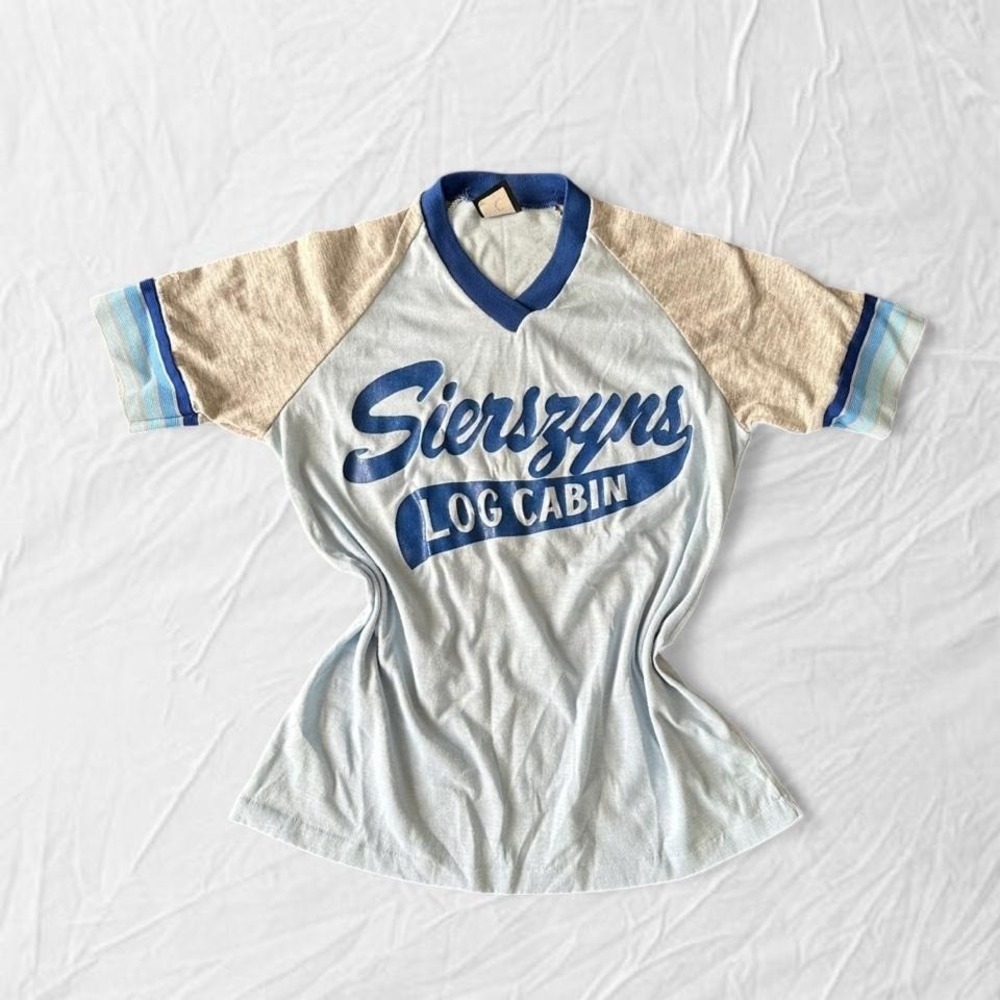 Vintage 90s ringer tee graphic Y2K sporty retro top